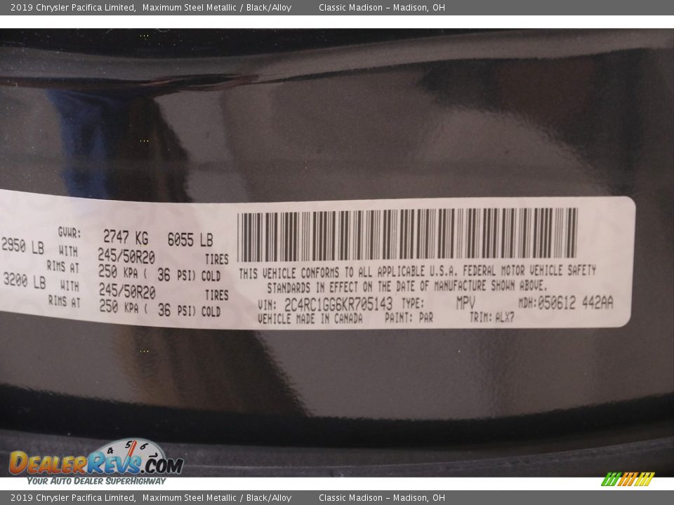 2019 Chrysler Pacifica Limited Maximum Steel Metallic / Black/Alloy Photo #23