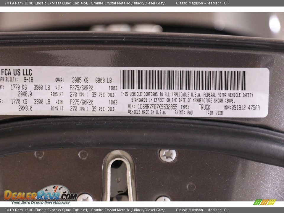2019 Ram 1500 Classic Express Quad Cab 4x4 Granite Crystal Metallic / Black/Diesel Gray Photo #19