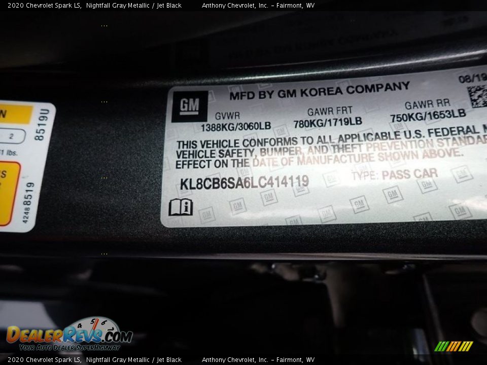 2020 Chevrolet Spark LS Nightfall Gray Metallic / Jet Black Photo #15