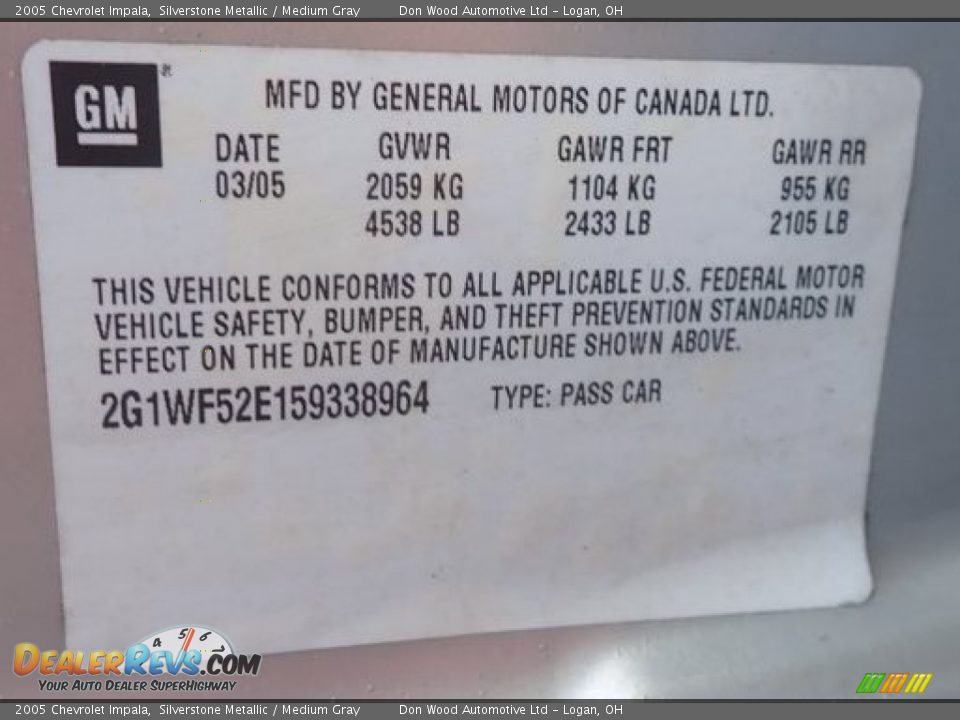 2005 Chevrolet Impala Silverstone Metallic / Medium Gray Photo #14