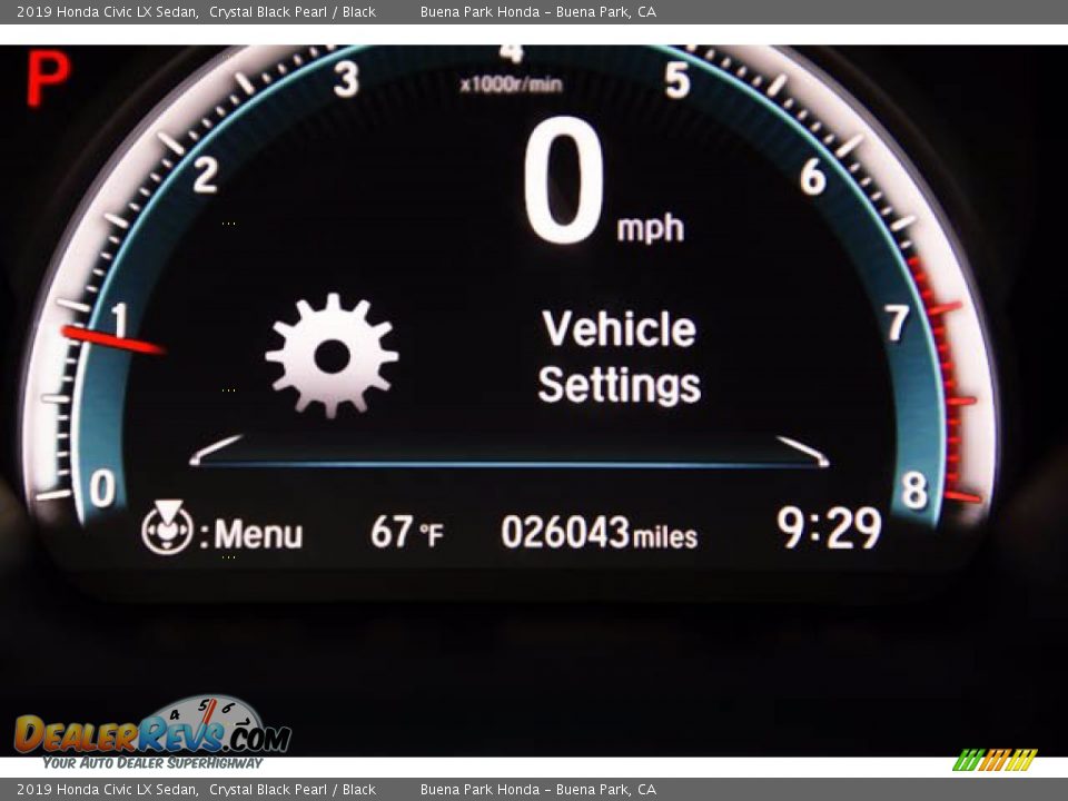 2019 Honda Civic LX Sedan Crystal Black Pearl / Black Photo #6