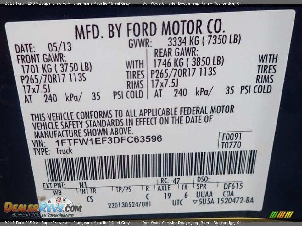 2013 Ford F150 XL SuperCrew 4x4 Blue Jeans Metallic / Steel Gray Photo #36