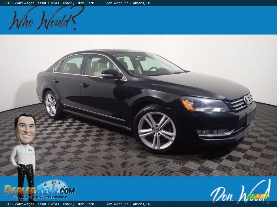 2013 Volkswagen Passat TDI SEL Black / Titan Black Photo #1
