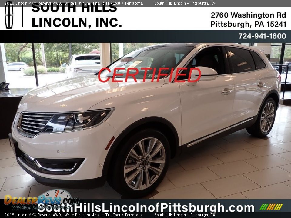 2018 Lincoln MKX Reserve AWD White Platinum Metallic Tri-Coat / Terracotta Photo #1