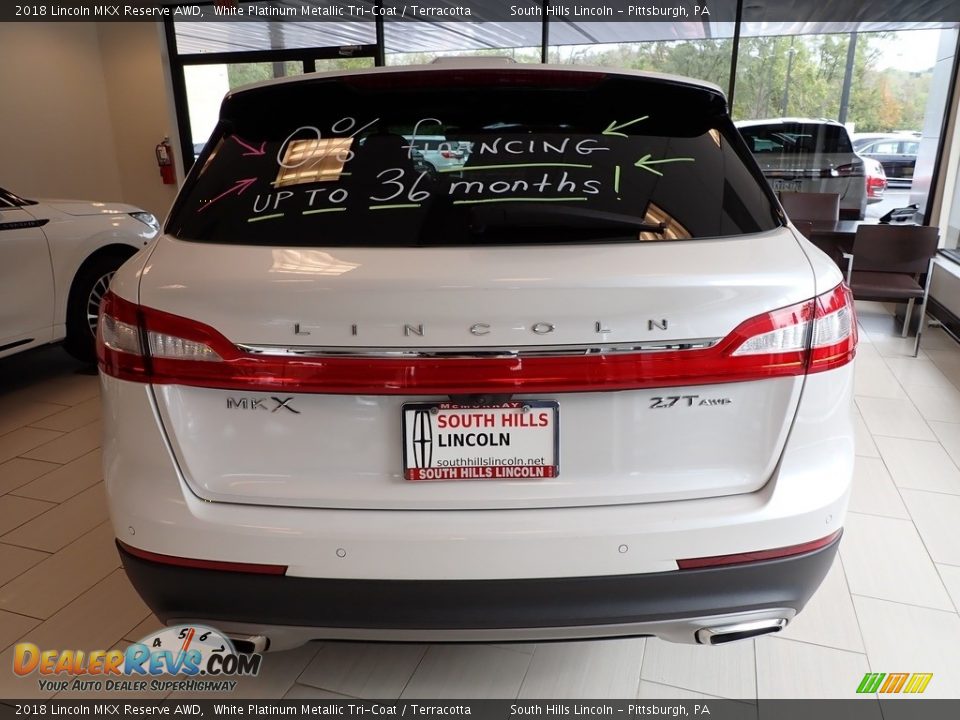 2018 Lincoln MKX Reserve AWD White Platinum Metallic Tri-Coat / Terracotta Photo #4
