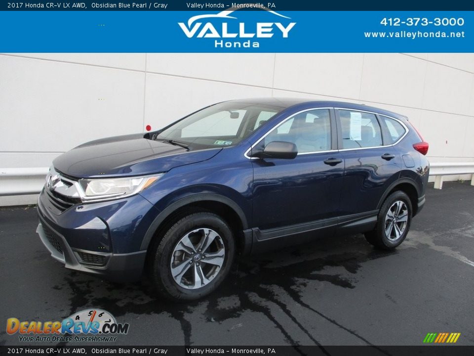 2017 Honda CR-V LX AWD Obsidian Blue Pearl / Gray Photo #1