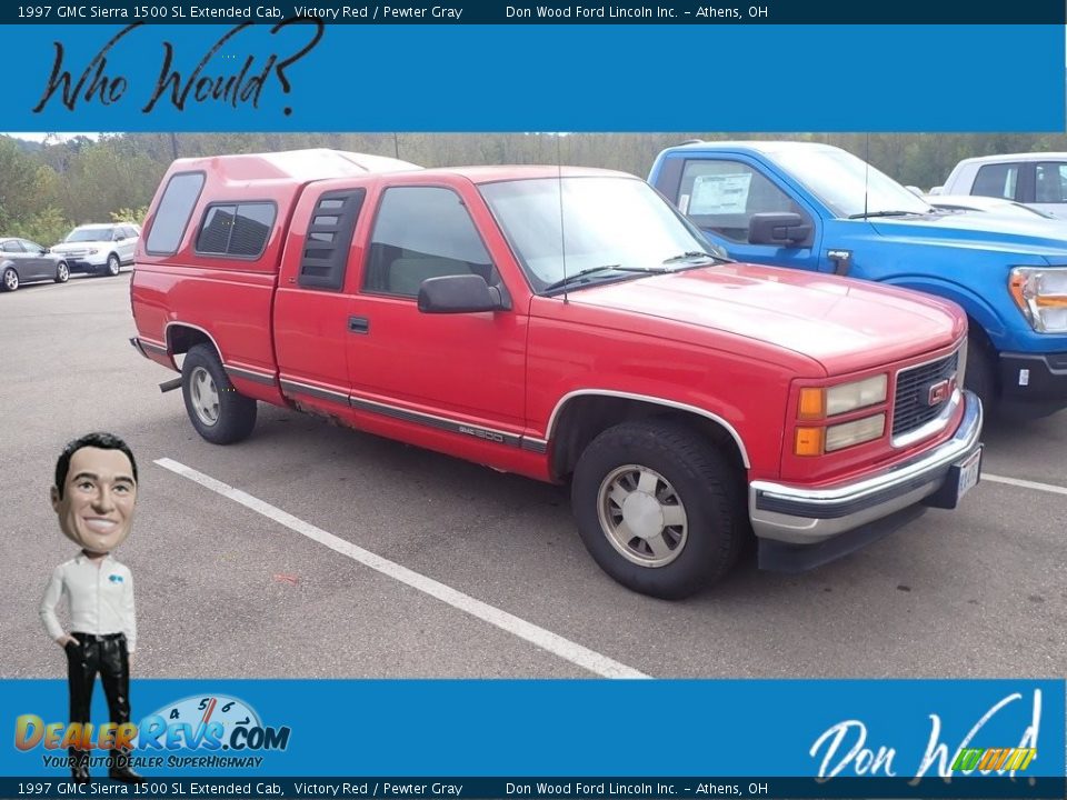 1997 GMC Sierra 1500 SL Extended Cab Victory Red / Pewter Gray Photo #1
