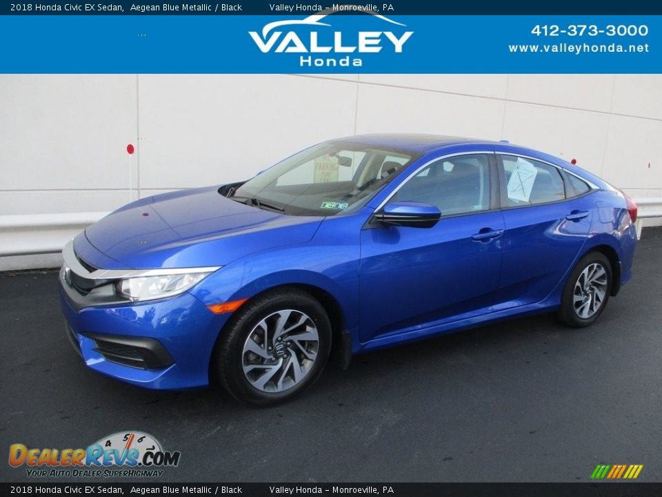 2018 Honda Civic EX Sedan Aegean Blue Metallic / Black Photo #1