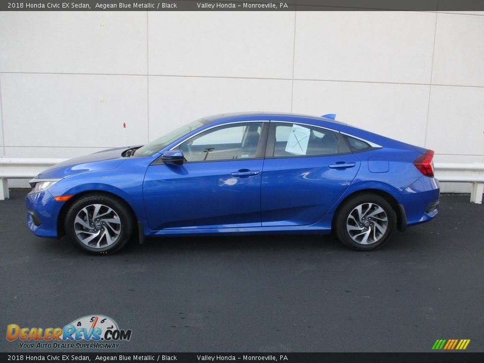 Aegean Blue Metallic 2018 Honda Civic EX Sedan Photo #2