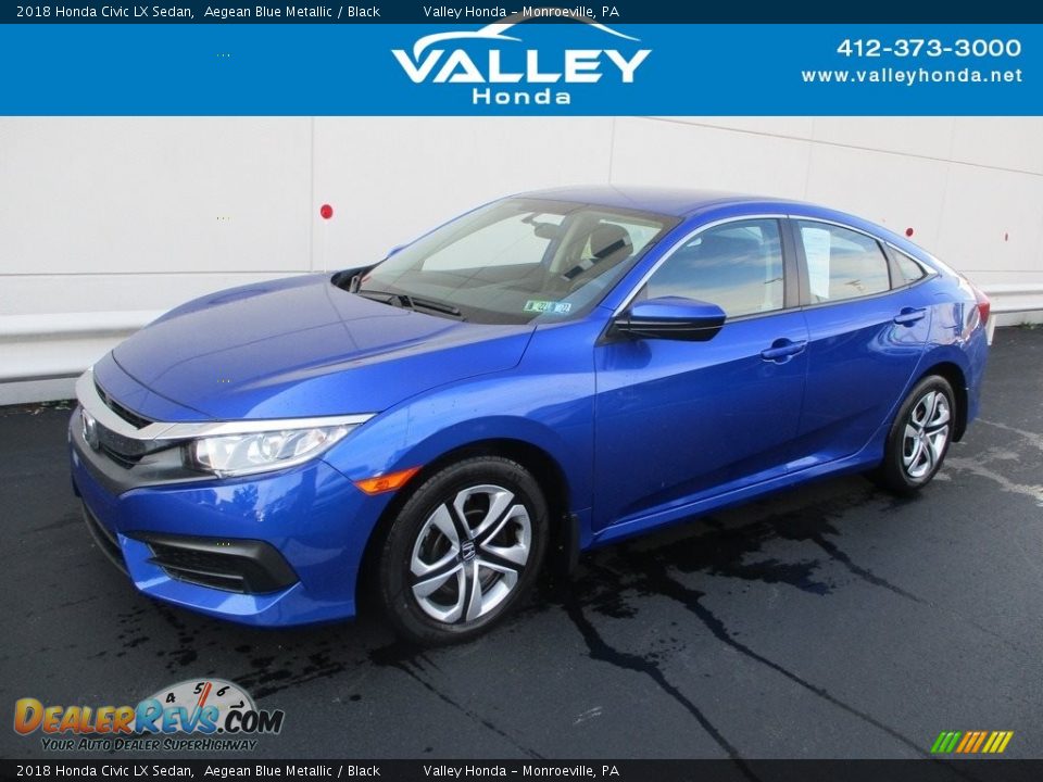 2018 Honda Civic LX Sedan Aegean Blue Metallic / Black Photo #1