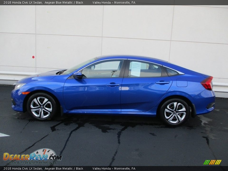 2018 Honda Civic LX Sedan Aegean Blue Metallic / Black Photo #2