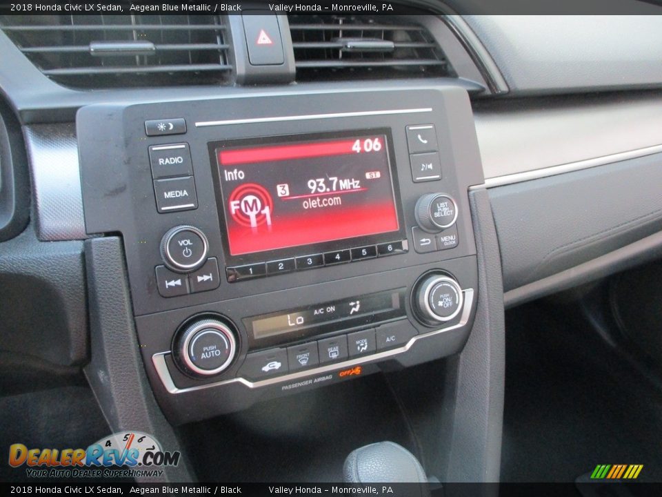 2018 Honda Civic LX Sedan Aegean Blue Metallic / Black Photo #14