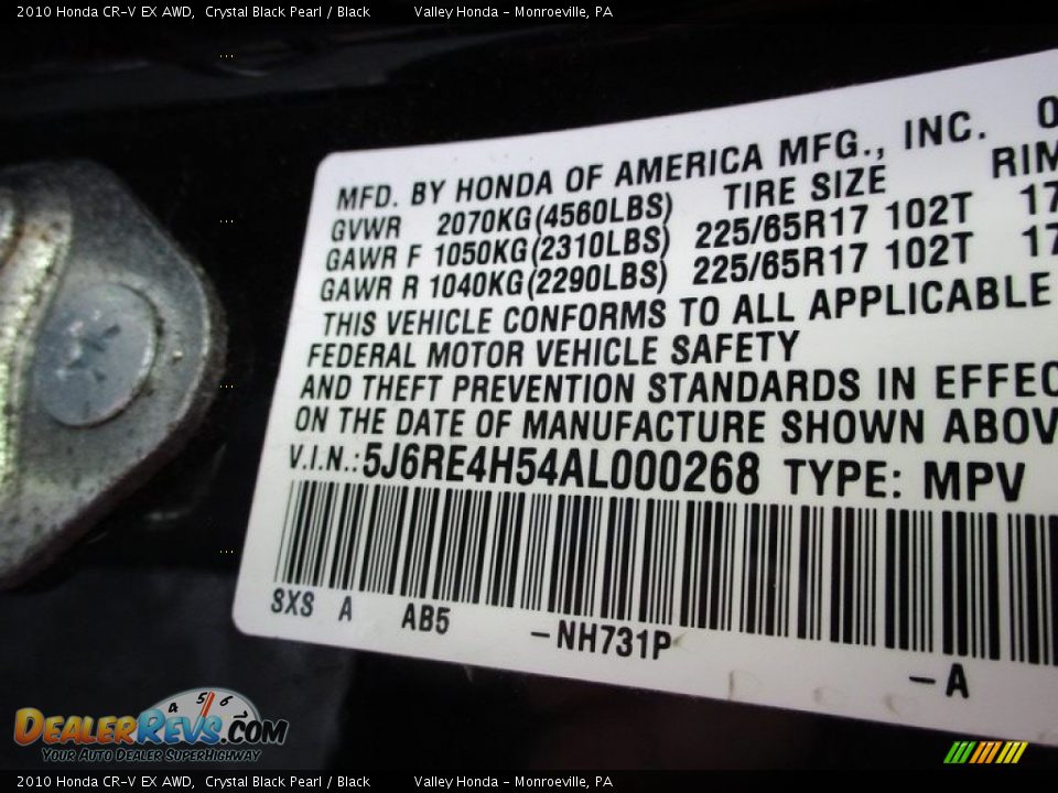 2010 Honda CR-V EX AWD Crystal Black Pearl / Black Photo #19