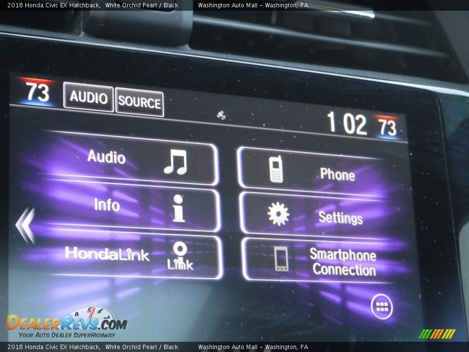 2018 Honda Civic EX Hatchback White Orchid Pearl / Black Photo #18