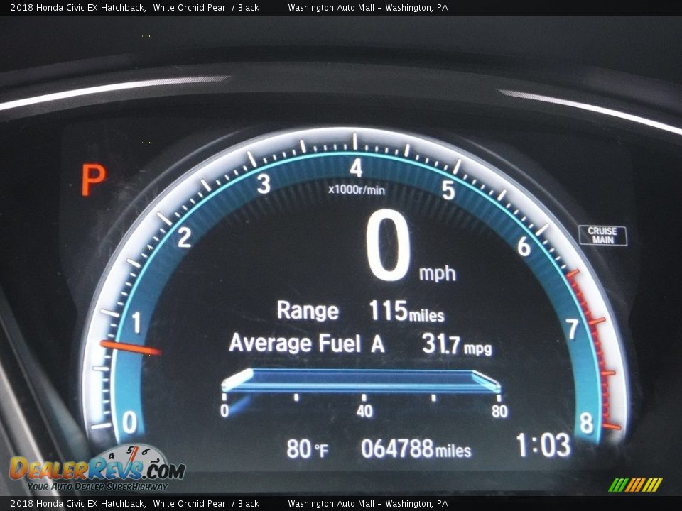 2018 Honda Civic EX Hatchback White Orchid Pearl / Black Photo #30