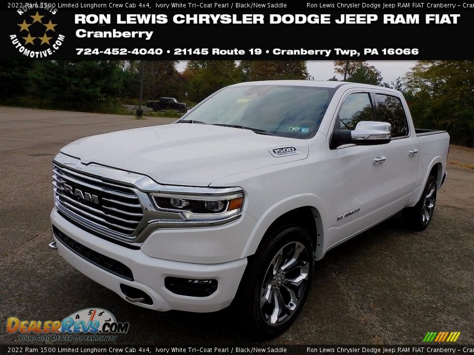 2022 Ram 1500 Limited Longhorn Crew Cab 4x4 Ivory White Tri-Coat Pearl / Black/New Saddle Photo #1