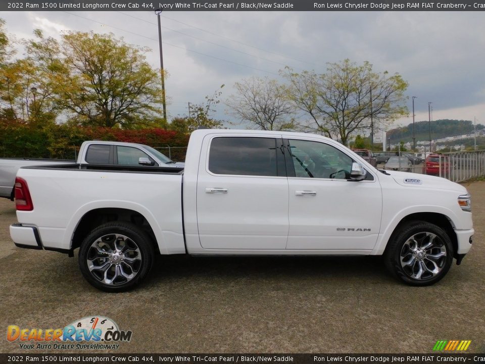 2022 Ram 1500 Limited Longhorn Crew Cab 4x4 Ivory White Tri-Coat Pearl / Black/New Saddle Photo #4