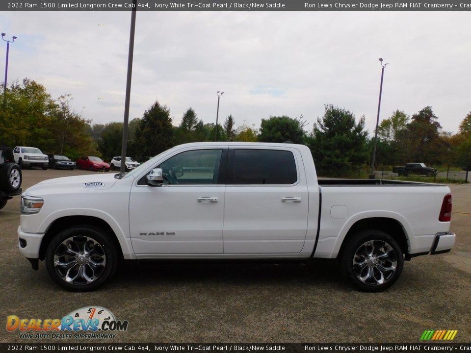 2022 Ram 1500 Limited Longhorn Crew Cab 4x4 Ivory White Tri-Coat Pearl / Black/New Saddle Photo #9