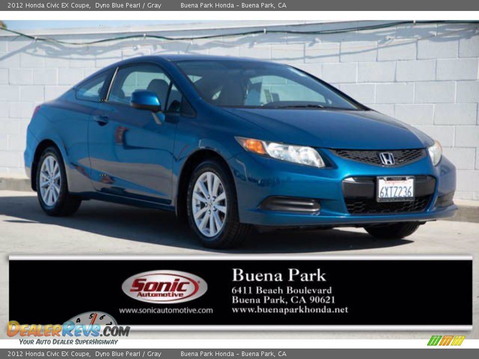 2012 Honda Civic EX Coupe Dyno Blue Pearl / Gray Photo #1