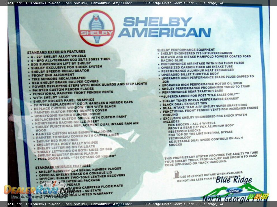 2021 Ford F150 Shelby Off-Road SuperCrew 4x4 Window Sticker Photo #36