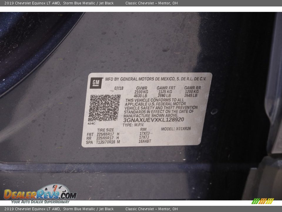 2019 Chevrolet Equinox LT AWD Storm Blue Metallic / Jet Black Photo #18