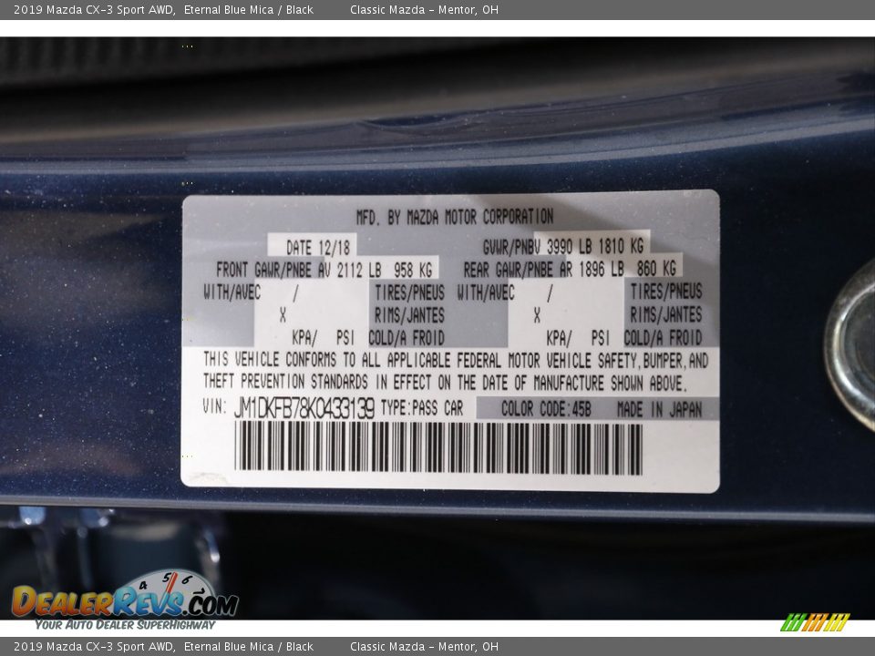 2019 Mazda CX-3 Sport AWD Eternal Blue Mica / Black Photo #18