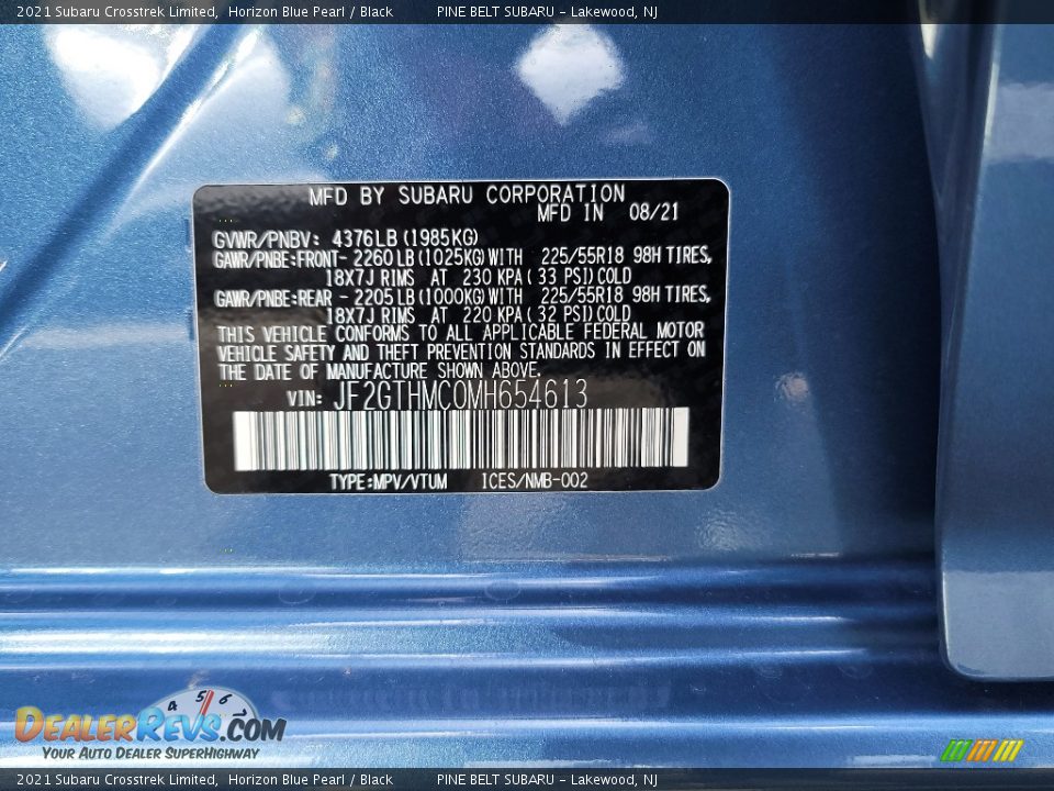 2021 Subaru Crosstrek Limited Horizon Blue Pearl / Black Photo #14
