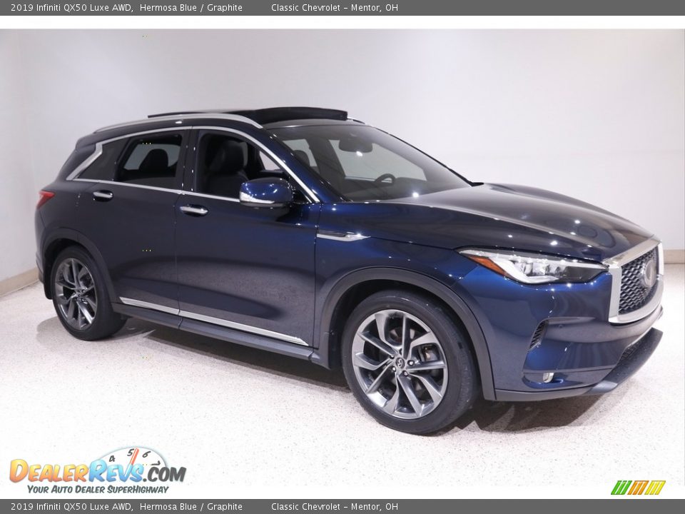 2019 Infiniti QX50 Luxe AWD Hermosa Blue / Graphite Photo #1