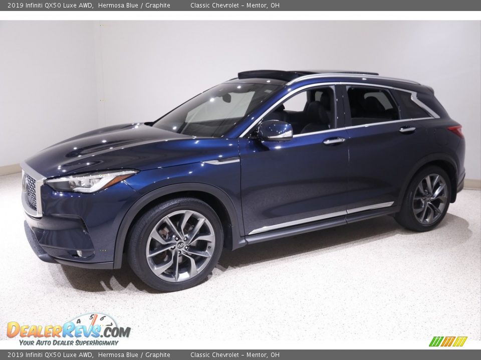 2019 Infiniti QX50 Luxe AWD Hermosa Blue / Graphite Photo #3