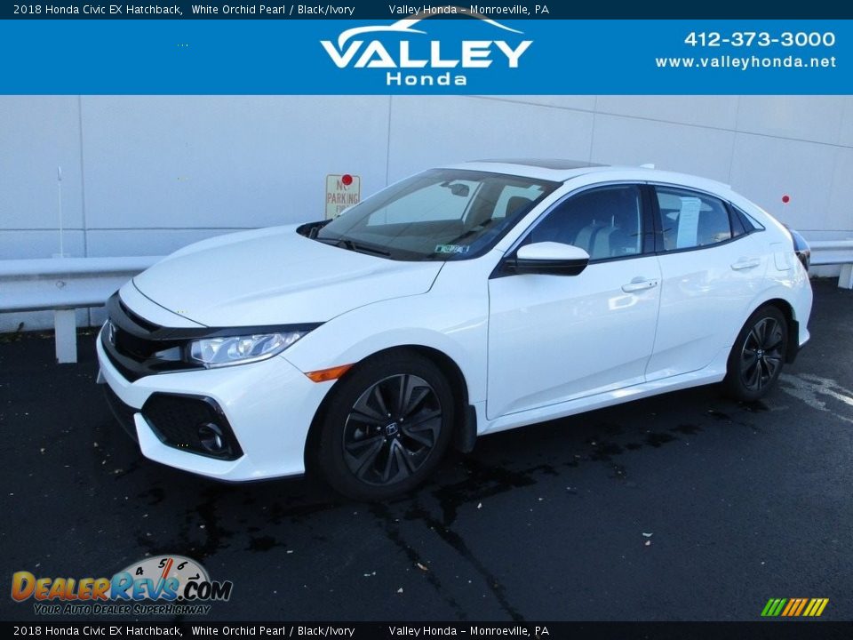 2018 Honda Civic EX Hatchback White Orchid Pearl / Black/Ivory Photo #1