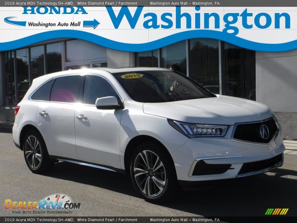 2019 Acura MDX Technology SH-AWD White Diamond Pearl / Parchment Photo #1