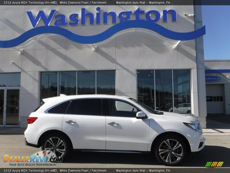 2019 Acura MDX Technology SH-AWD White Diamond Pearl / Parchment Photo #2