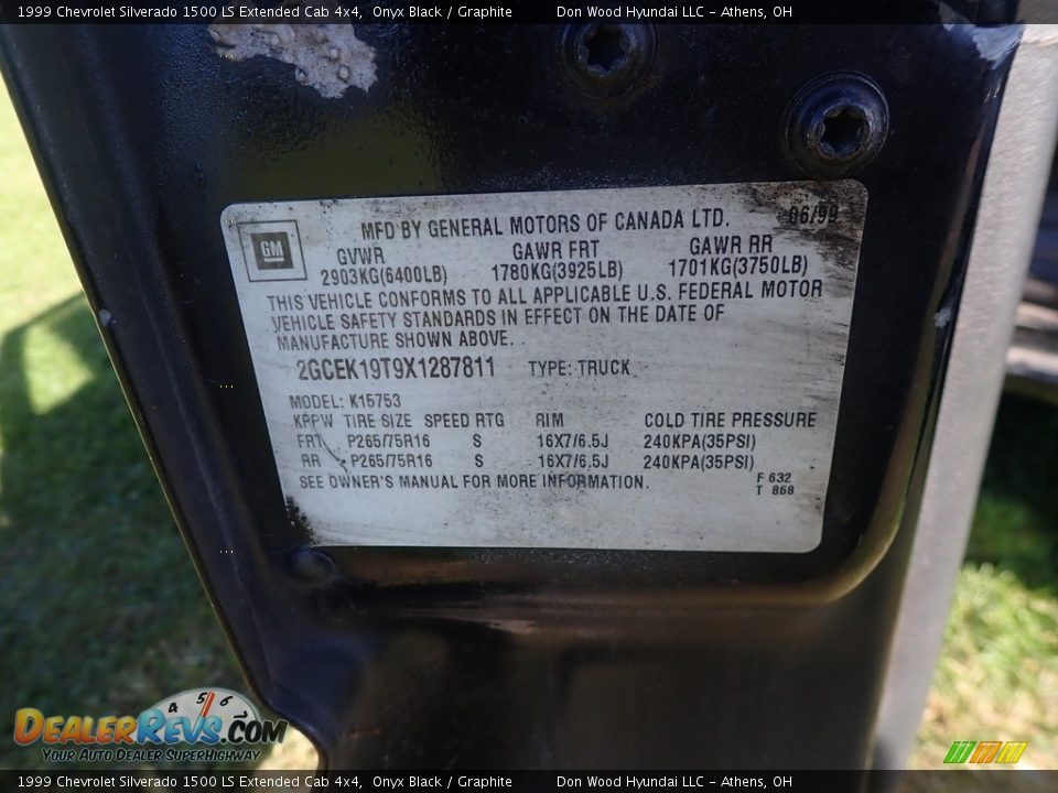 1999 Chevrolet Silverado 1500 LS Extended Cab 4x4 Onyx Black / Graphite Photo #15