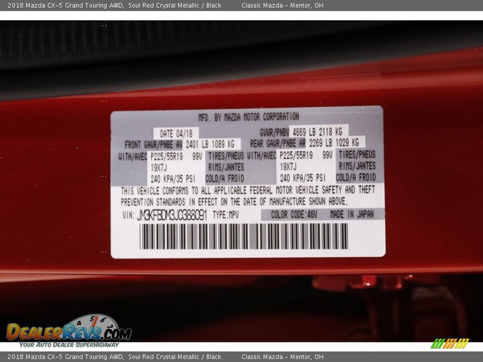 2018 Mazda CX-5 Grand Touring AWD Soul Red Crystal Metallic / Black Photo #20