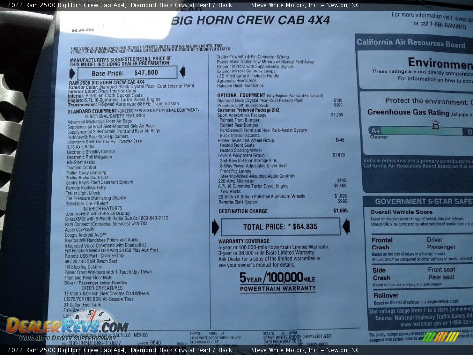 2022 Ram 2500 Big Horn Crew Cab 4x4 Diamond Black Crystal Pearl / Black Photo #31