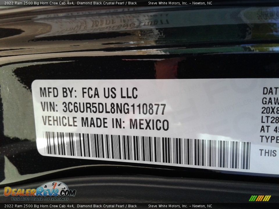 2022 Ram 2500 Big Horn Crew Cab 4x4 Diamond Black Crystal Pearl / Black Photo #33
