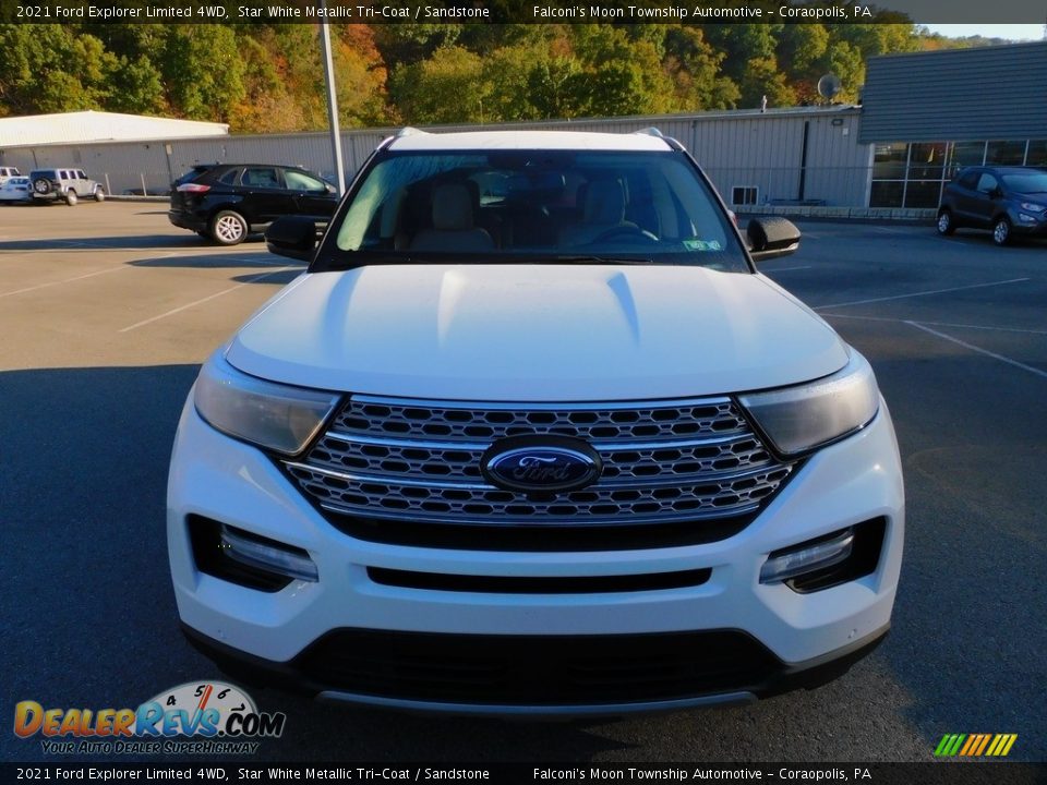 2021 Ford Explorer Limited 4WD Star White Metallic Tri-Coat / Sandstone Photo #8