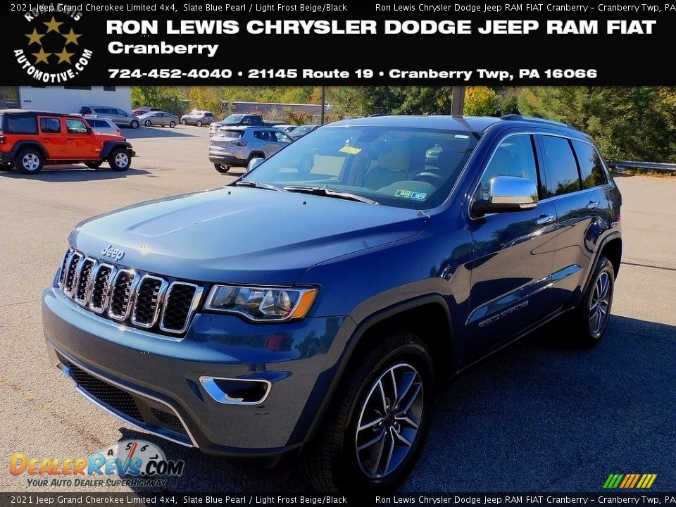 2021 Jeep Grand Cherokee Limited 4x4 Slate Blue Pearl / Light Frost Beige/Black Photo #1