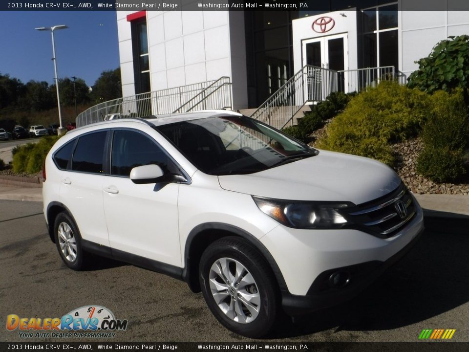 2013 Honda CR-V EX-L AWD White Diamond Pearl / Beige Photo #1