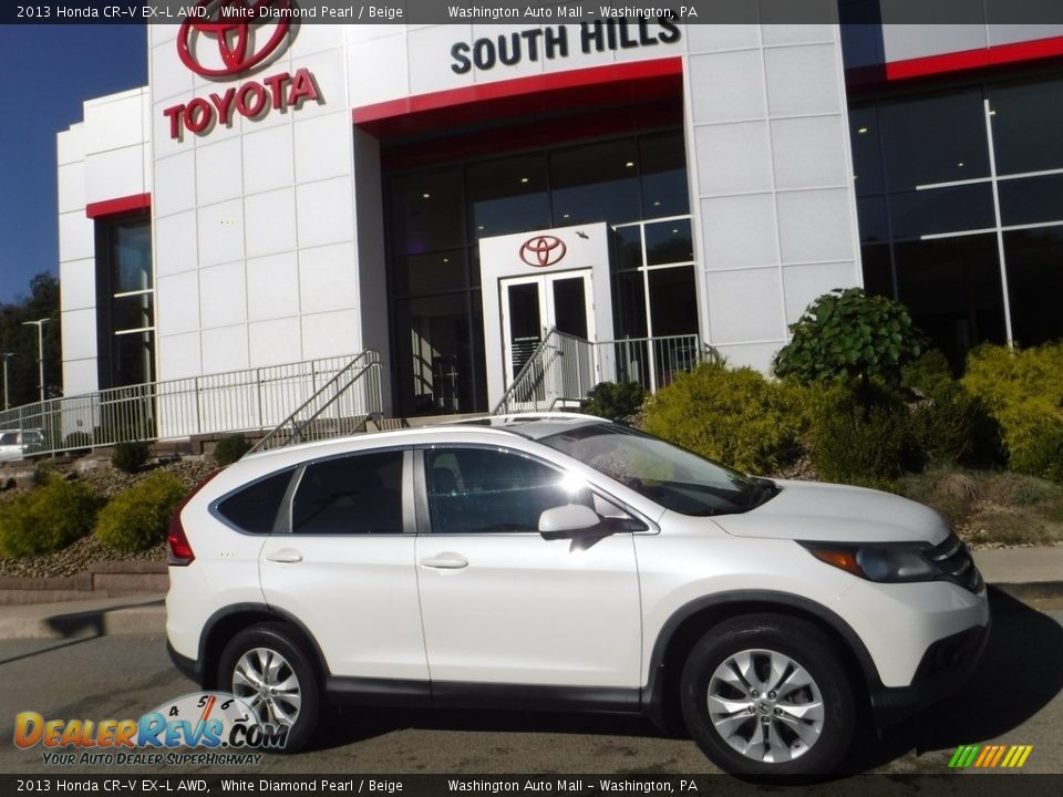 2013 Honda CR-V EX-L AWD White Diamond Pearl / Beige Photo #2