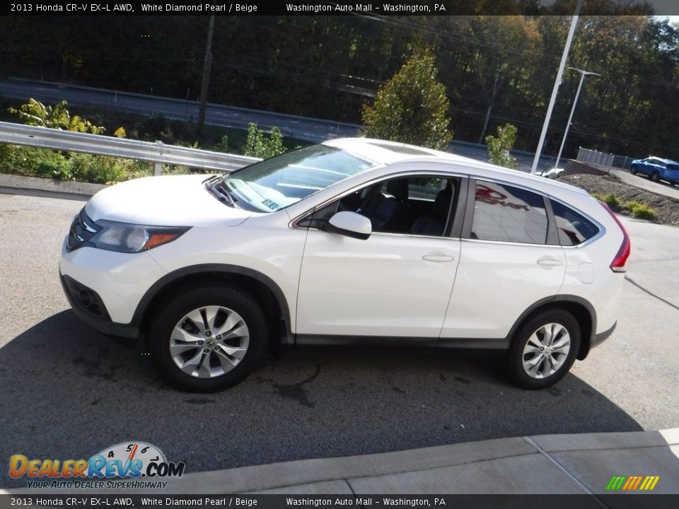 2013 Honda CR-V EX-L AWD White Diamond Pearl / Beige Photo #13