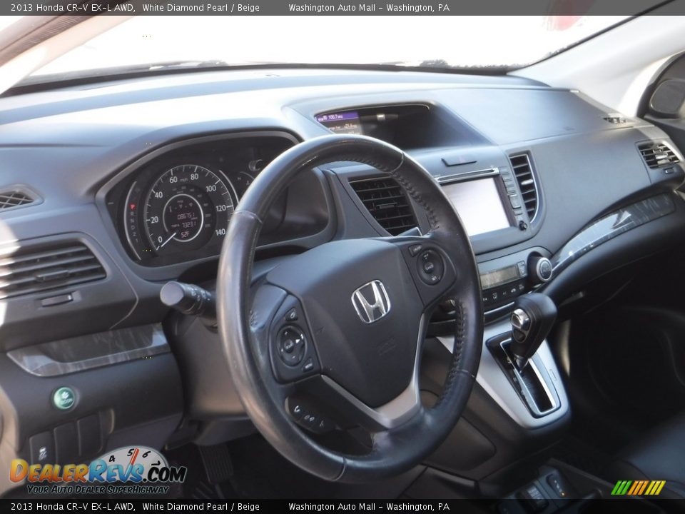 2013 Honda CR-V EX-L AWD White Diamond Pearl / Beige Photo #23