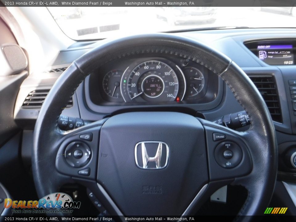 2013 Honda CR-V EX-L AWD White Diamond Pearl / Beige Photo #26