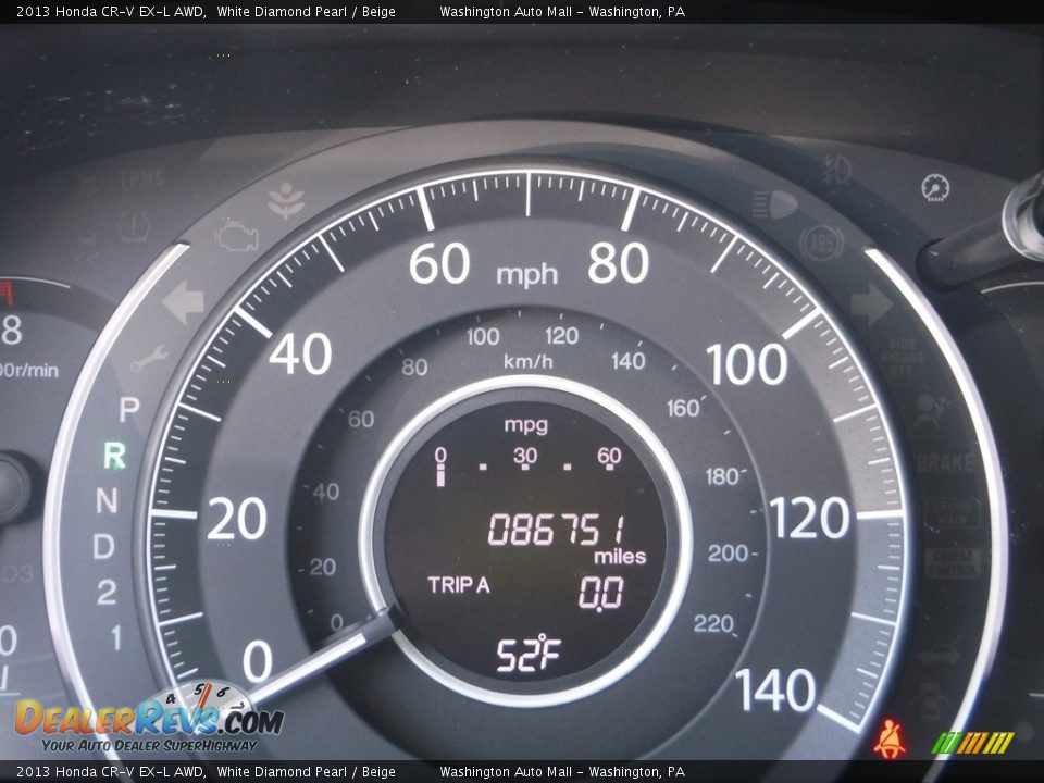 2013 Honda CR-V EX-L AWD White Diamond Pearl / Beige Photo #33
