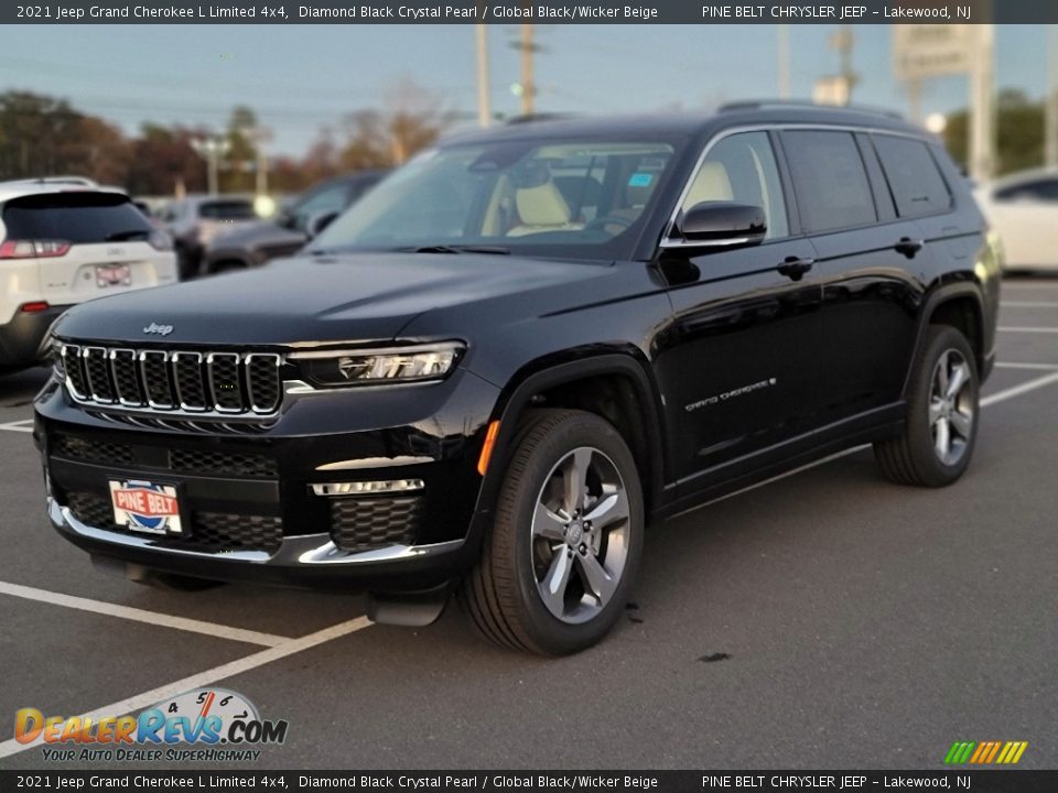 2021 Jeep Grand Cherokee L Limited 4x4 Diamond Black Crystal Pearl / Global Black/Wicker Beige Photo #1