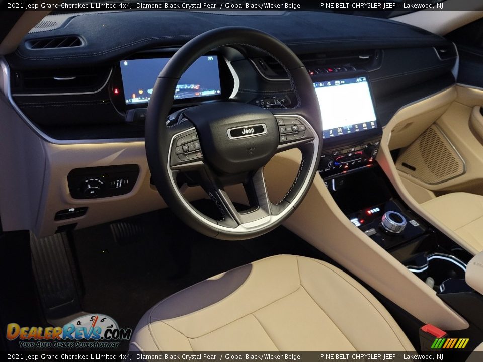 2021 Jeep Grand Cherokee L Limited 4x4 Diamond Black Crystal Pearl / Global Black/Wicker Beige Photo #13