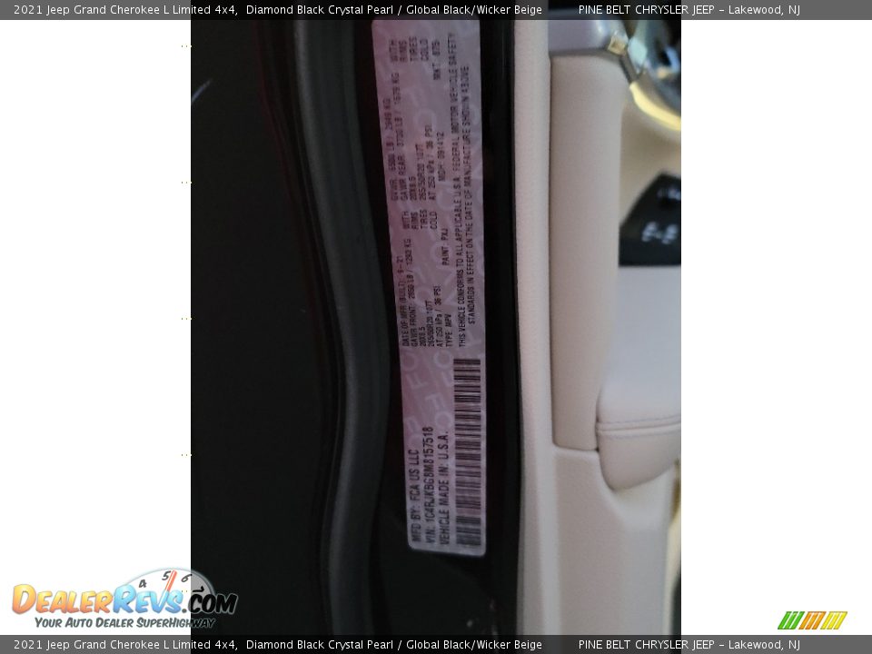 2021 Jeep Grand Cherokee L Limited 4x4 Diamond Black Crystal Pearl / Global Black/Wicker Beige Photo #14