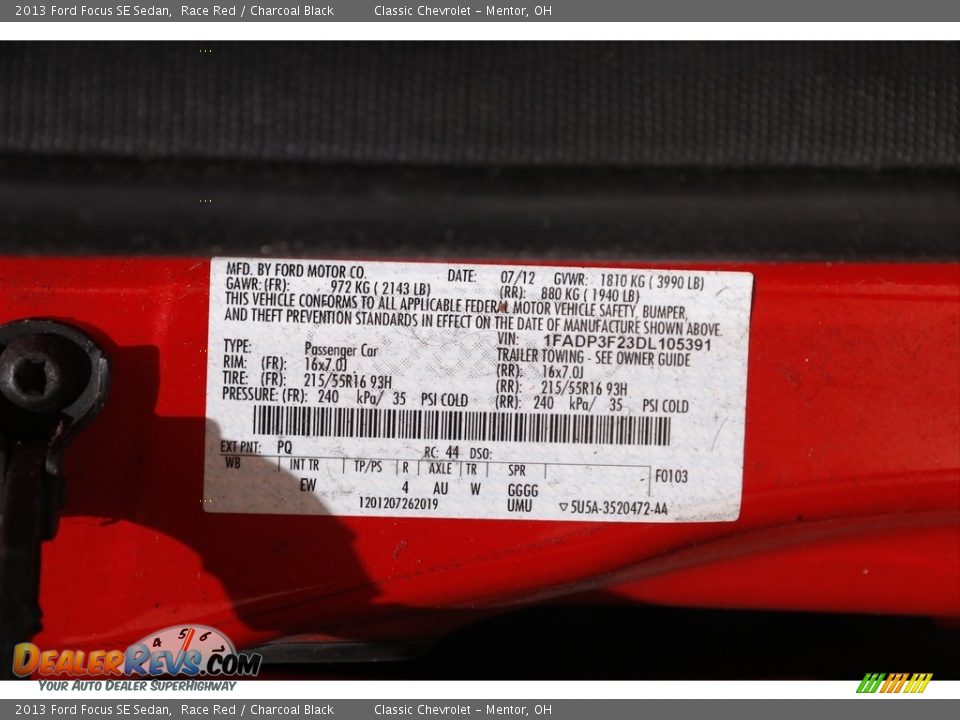 2013 Ford Focus SE Sedan Race Red / Charcoal Black Photo #18