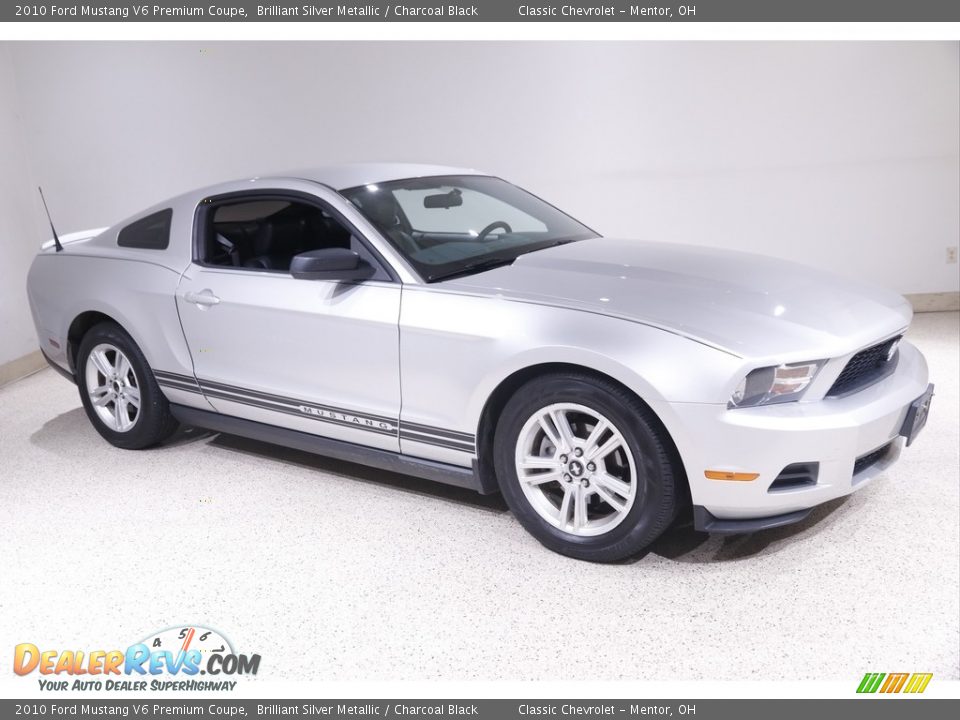 2010 Ford Mustang V6 Premium Coupe Brilliant Silver Metallic / Charcoal Black Photo #1