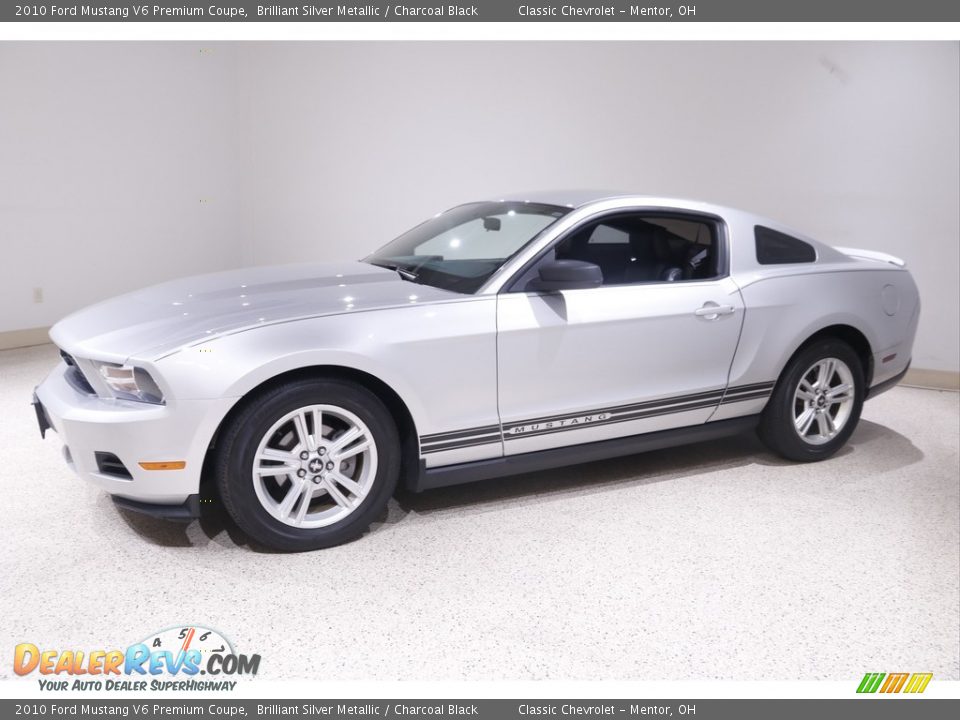 2010 Ford Mustang V6 Premium Coupe Brilliant Silver Metallic / Charcoal Black Photo #3